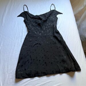 AKA.MYDINH‎ black cherry print satin sleeveless mini dress